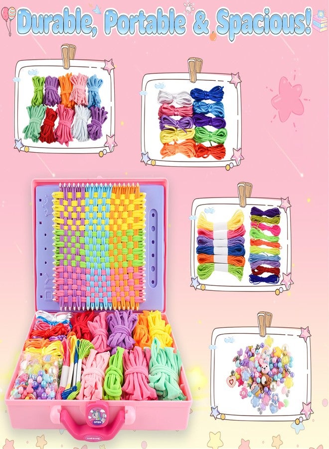 ELFJOY Friendship Bracelet Making Kit,Arts and Crafts Kit for Girls Ages 8 9 10 11 12,Rainbow Weaving Loom for Kids to Make Bracelets Coasters Complete Beginner Weaving Supplies for Christmas Birthday - Image 5